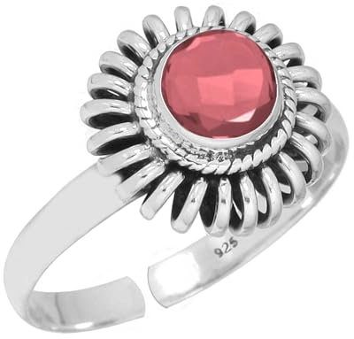 Jeweloporium Rosa Geburtsstein für Oktober Turmalinquarz 925 Silber Ringe für Frauen Edelstein Cocktail Kleiner Silber Ringe Verstellbare Größe 60 bis 70 Ostern Geschenk viktorianisch Schmuck