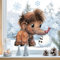 Sunnywall Fensterbilder Winter für Kinder Tiermotive in Winterszene als statisch haftende Fenstersticker, WIEDERVERWENDBAR (Mammut, A2 Bogen)