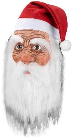 ETUCYNG Weihnachtsmann Gesichtsmaske, Nikolaus Maske Mit Bart Und Mütze, Weihnachtsmann Latex Gesichtsmaske, Weihnachtsmann Gesichtsmaske Für Erwachsene, Realistische Weihnachtsmann Maske