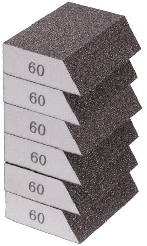 sourcing map 6pcs Sanding Sponge Blocks 120-180 Grit Sanding Sponge with Angled Edge 4x2.8x1, Washable and Reusable Foam Sanding Block for Polishing Kitchen Metal Wood Drywall Home