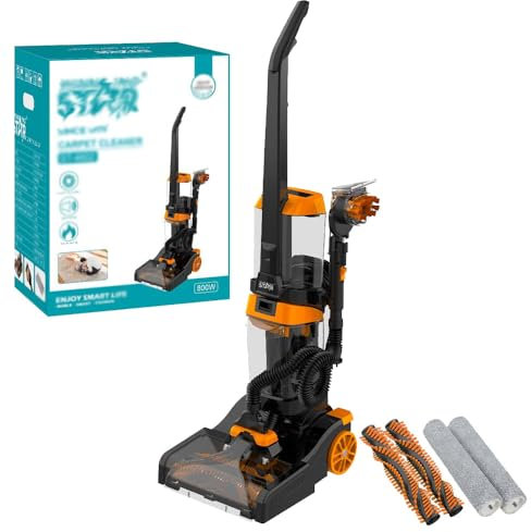 Carpet Cleaner Machines for Stairs, Carpet Washer with Dual Rotating Brushbars, Carpet Cleaner, Includes Accessory Hose and Attachments for Carpets, Stairs and Upholstery & Cleaning Solution