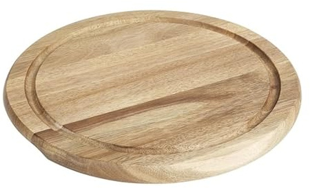 Olympia Round Acacia Wood Board for 240mm Dome, 283x20mm | Recovers used details to present food beautifully, offering a rustic table service and protecting surfaces from hot plates.