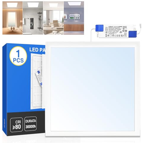 GEEKLUX Panneaux LED 60x60 cm Économes en Énergie 25 W, UGR19, 3575 Lumens, 4000K, avec Driver LED de Marque, Panneau LED Plafond pour Espaces Commerciaux, Bureaux et Espaces Publics