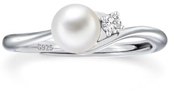 PHNIBIRD Silber 925 Ringe Damen Zirkonia Perlenring Verstellbar Süßwasserperle Boho Schmuck Damen Geeignet für den Alltag