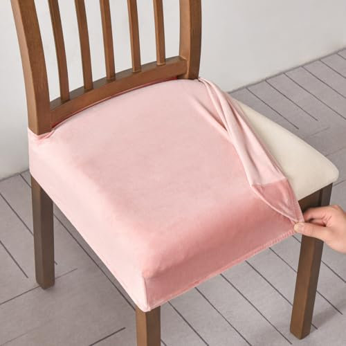 Housse de Chaise Salle À Manger Rose Pâle House de Chaise À Manger Extensible,Anti-Poussière,Amovibles Et Lavables pour Banquet, Cuisine, Fête, Hôtel