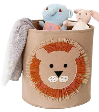 XcnPer Toy Baskets for Kids, Lion Toy Storage Basket, Nursery Storage Baskets for Baby Toys, Kids Storage Basket for Organizing Toys, Blankets, and Household Items, 35*35cm, 34L