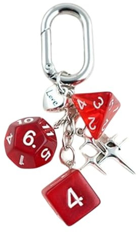 ZEPFJHE Kleine Miniatur-Würfel, stilvolle Schlüsselanhänger, stabiler Anhänger, tragbares Geschenk, Accessoire für Sportbegeisterte, den täglichen Gebrauch, rot, M