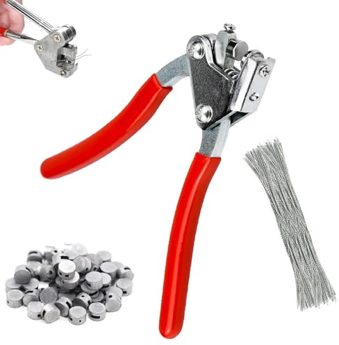 Plombenzange, Plombenzange Set aus Stahl, Versorgungszähler Plombierzange, mit 80 Stück 170mm Plombendrähte, Stahl Dichtungszangen 80 Stück Ø 8, Ø 10 runden Dichtungen, für Stromzähler, Logistik