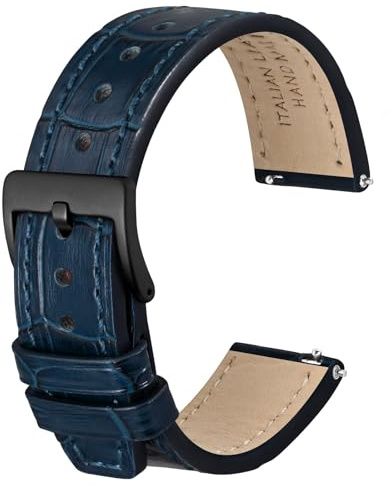 Anbeer Italienisches Alligatorleder mit geprägtem Muster,Schnellverschluss Kalbsleder Uhrenarmband für Männer Frauen,Bandbreite 18mm 20mm 22mm 24mm