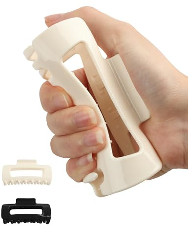 lulir Soft Hair Clip, Elastische Haarklammer 2 Stück, Haarspangen Damen 11cm,Rutschfest & Leicht, Große Haarspange für Dickes & Dünnes Haar, Perfekt für Arbeit,Freizeit& Feste (Weiß +Schwarz)