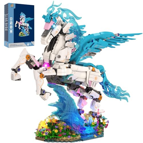 Brihappen Pegasus Bausatz für Erwachsene und Jugendliche ab 14+, Fantasie Fliegendes Pferd Klemmbausteine Spielzeug Modell, Heimbüro Dekor, Kreatives Geschenk für Mädchen Jungen (1615 Stück)
