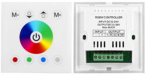 OEBUAFI Contrôleur à Panneau Tactile, Variateur LED RGBW avec Conception Tactile Capacitive et Réglage des Couleurs, pour Ruban LED 12V-24V (WHITE)
