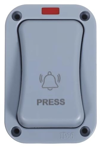 Awwertse Interrupteur de Sonnette Extérieur Étanche IP66 à Bouton-Poussoir de Contrôle AC250V, Interrupteur de Sonnette Monté sur Patio à Réinitialisation Automatique.