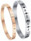 Cupimatch 2pcs Herren Damen Paar Armband, Edelstahl römische Ziffern mit zirkonia Partner Armreifen Freundschaftsarmbänder, silber rosegold, Valentinstag Geschenke