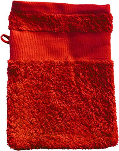 Druckreich Waschhandschuh mit Ihrem Wunschtext oder Namen 21 x 16 cm/Fb. Rot