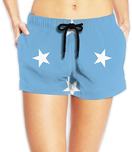 Flag of The Federated States of Micronesia Women Fashion Sexy Quick Dry Lightweight Hot Pants Waist Beach Shorts Swimming Trunks