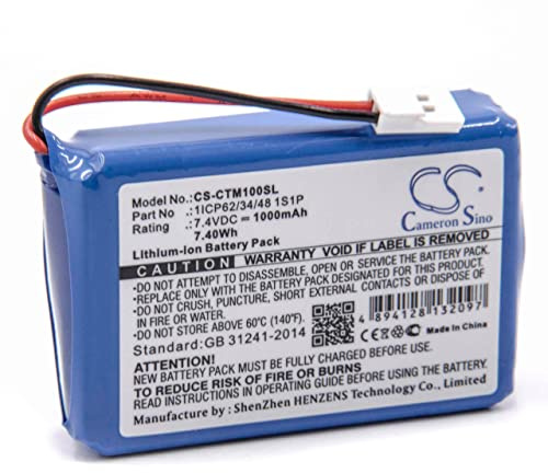 vhbw Battery compatible with CTMS Eurodetector Banknote Bill Validator (1000mAh, 7.4 V, Li-ion)