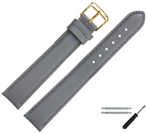 MARBURGER Uhrenarmband 16mm Leder XL Glatt Mit Naht - Werkzeug Montage Set 66016
