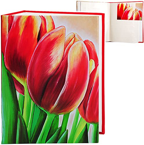 alles-meine.de GmbH großes Einsteckalbum/Memoalbum/Fotoalbum - Blumen - rote Tulpen__ 200 Bilder & Fotos + Memostreifen - Gebunden Einstecken & Eintragen - blanko weiß -..
