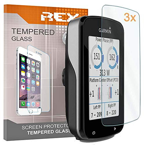 REY Pack 3X Pellicola salvaschermo per Garmin Edge 820 - Edge 520 - Edge 520 Plus, Pellicole salvaschermo Vetro Temperato 9H+, di qualità Premium