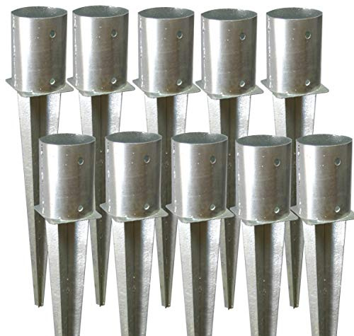 10 Stück 100 mm Rundpfosten-träger Einschlag-hülse Bodenhülse Holz-pfosten Holzzaun Lamellenzaun