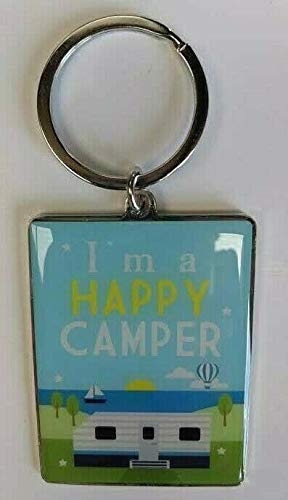 WPL gifts I am a Happy Camper - Metal Keyring Caravan Camping
