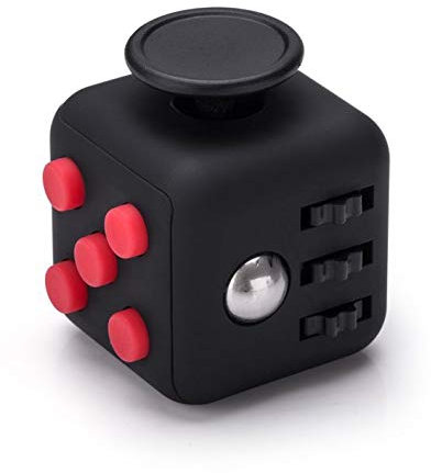 VAPIAO Fidget Cube - Cube anti-stress « jouet » pour soulager le stress et l'anxiété, pour tous les âges, en noir et rouge