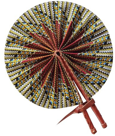 Dupsie's ANAN African Kente Print Folding Handheld Hand Fan Hand-Crafted