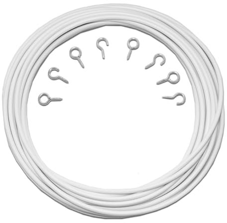 John Aird Net Curtain Wire (3m Length, 4 Eyes & 4 Hooks)