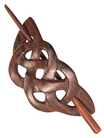 81stgeneration Bois Naturel Sculpté Noeud Celtique barette à Cheveux pour Femmes