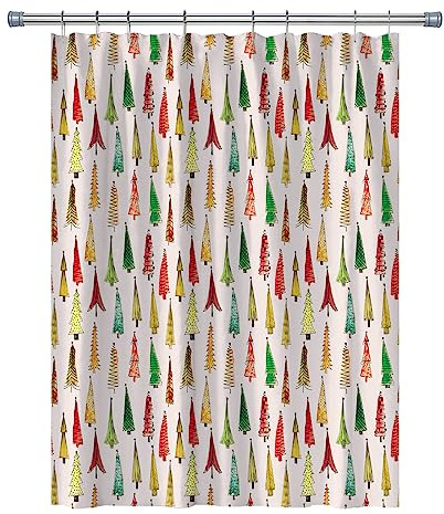 Wohnmobil-Duschvorhänge, Waldgebirge, fröhlicher Camper, Stoffstoff, Wohnmobile, Badezimmer-Dekor, Vorhang-Sets mit Haken, 120 x 160 cm (bunt)