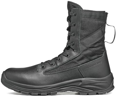 GARMONT TACTICAL T8 LE 2.0 - Stivali da uomo e da donna, in pelle pieno fiore lucidabile, leggeri e traspiranti, con cerniera laterale, conformi alle uniformi, altezza 20,3 cm, colore nero