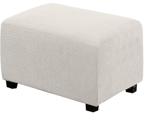 BXFUL Ottomane Schonbezug, Rechteckig Hocker Jacquard, Quadratisch hockerbezug, Hocker Husse für Fußhocker, Hocker Protector Waschbar Überzug hockerabdeckung (Large,Weiße Zähne)
