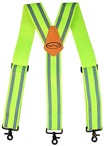 Tirantes reflectantes para cinturón de herramientas, tirantes de seguridad con totalmente elásticos de 2 pulgadas de ancho, tirantes resistentes, Verde lima, talla única