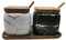 JFFLYIT 2 Sets Marmor-Keramik-Zuckerdosen mit Holzdeckel und Holzlöffel (schwarz und weiß)