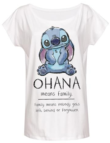 Lilo & Stitch Ohana Means Family Damen Loose-Shirt Weiss, Größe:XL