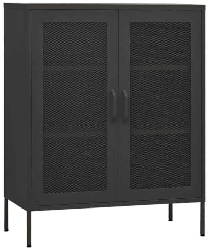vidaXL Lagerschrank Sideboard Kommode Anrichte Stahlschrank Schrank Beistellschrank Mehrzweckschrank Bücherschrank Standschrank Anthrazit 80x35x101,5cm Stahl