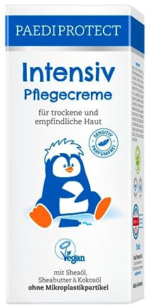 PAEDIPROTECT Crema per la cura intensiva 75ml, idrata la pelle secca e irritata, crema per bambini senza profumo per viso, corpo e mani, allevia il prurito e previene le infiammazioni, vegan