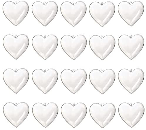 CHENNAN 20 Stück Herz Kugeln DIY Transparent Acryl Kunststoffkugeln Acryl Herzen teilbar Perfekt für Geburtstagsfeiern, Hochzeiten, Valentinstag, Weihnachten, Halloween, Jubiläen
