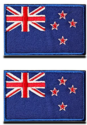 Aufnäher mit Neuseeland-Flagge, bestickt, Nationalapplikation, Emblem für Teamkleidung, Fußballtrikot, Rucksack, Kappen, Reisen, Biker, taktisches Militär, 2 Stück