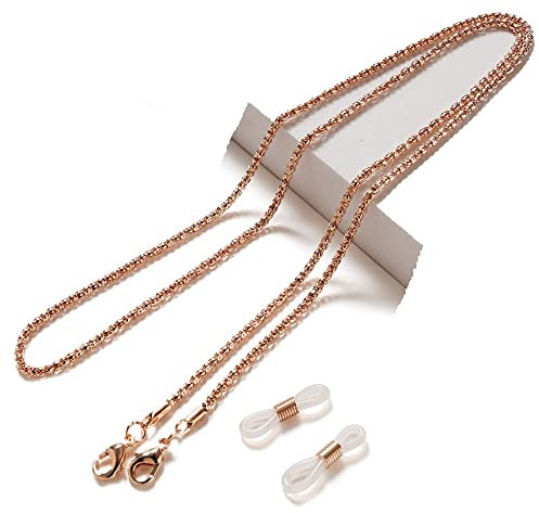 DNLKWGO Brillenkette, Brillenband, Metall, vergoldet, für Damen und Herren, rose gold, Einheitsgröße