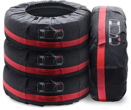 Geloo Lot de 4 Housse de Rechange, 13-17 Imperméables Anti-poussière et Housses de Protection pour Roues de Voiture Sacs de Rangement (diamètre 66 cm)