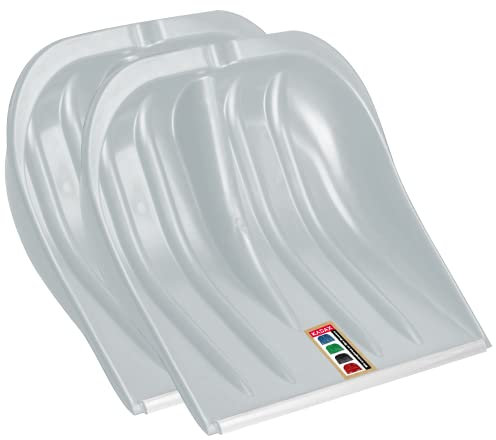 KADAX Schneespaten, 49 cm breit, Schneeschaufel ohne Stiel, Schneeschieber, Schneeräumer, Kunststoffschneeschaufel, Schneeschippe (2, Silber mit Blechkante)