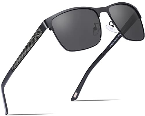 CARFIA UV Protection Mens Sunglasses Polarised Mirrored Glasses for Driving Hiking Baseball, Square Frame