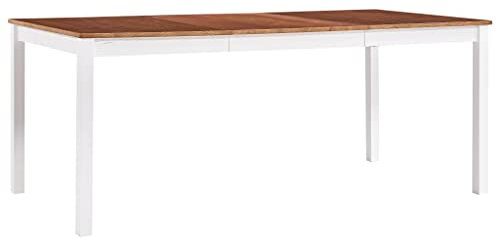 MOONAIRY Esstisch, Esszimmertisch, Baumkantentisch, Dining Tables, Esszimmermöbel, Küchentisch, Weiß und Braun 180 x 90 x 73 cm Kiefernholz