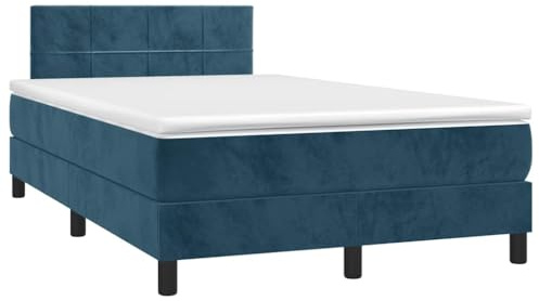 vidaXL Boxspringbett mit Matratze & LED Dunkelblau 120x200 cm Samt