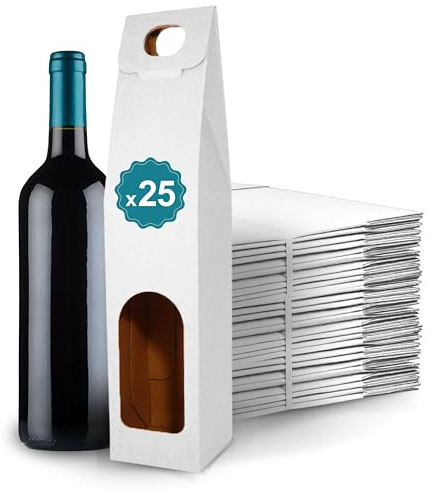 Espirito Rebelde 25x Scatola di Cartone Bianco Vuota per Bottiglia di Vino 8,5x8,5x39 cm - Regali di Natale, Pasqua, Compleanno, per Enoteche