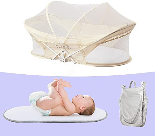 Beistellbett Baby,Mobile Babybett,Babywiege,laufgitter Faltbar,reisebett Baby,kinderreisebett,der Auf Das Bett Gestellt Werden Kann,mobiles Nest Für Babys,Für Säuglinge/Neugeborene ( Color : Cream col