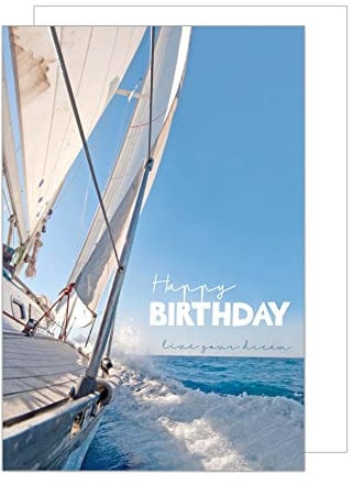 Edition Seidel Premium Geburtstagskarte mit Umschlag. Glückwunschkarte mit Spruch Geburtstag Billet Happy Birthday Mann Frau Segeln Boot Meer Abendteuer (G3488 SW023)