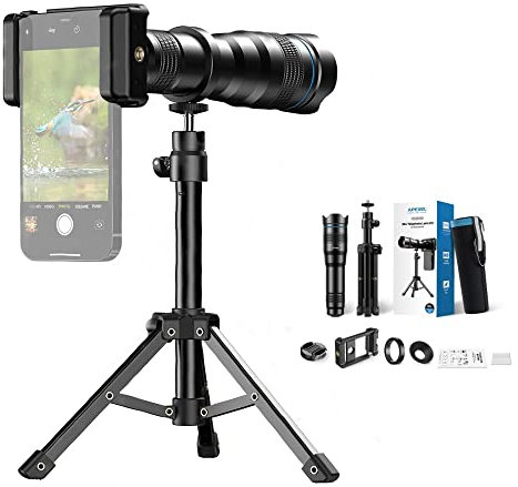 Camnoon Kit téléobjectif 36X pour téléphone Portable avec trépied en métal Clip de téléphone Universel pour randonnée, Camping, Concert, Compatible avec Les Smartphones iPhone 14/13/12/11 Huawei